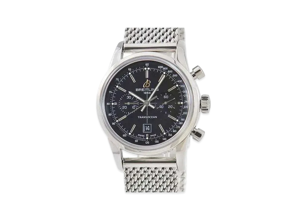 Breitling Transocean Chronograph 38 "Black/Stainless Steel"