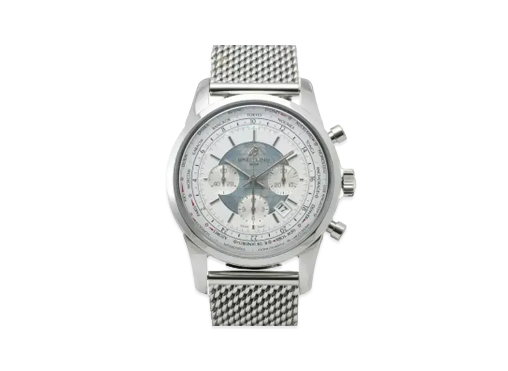 Breitling Transocean Chronograph Unitime "White/Stainless Steel"