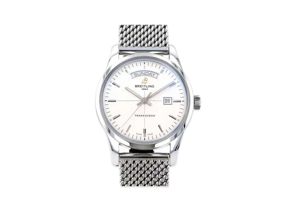 Breitling Transocean Day & Date "Silver/Stainless Steel"