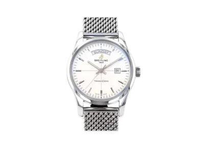 Breitling Transocean Day & Date "Silver/Stainless Steel"