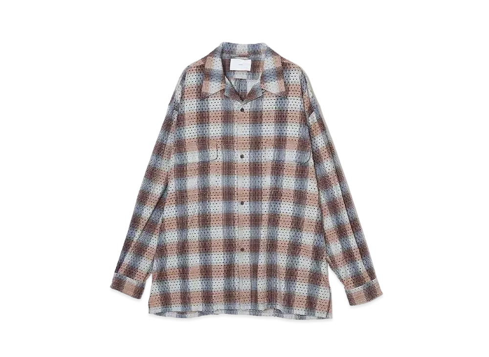 SUGARHILL PUNCHING YAK OMBRE PLAID OPEN COLLER BLOUSE "RED OMBRE"