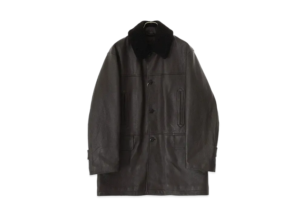 COMOLI Sheep Grained Leather Coat "Brown"