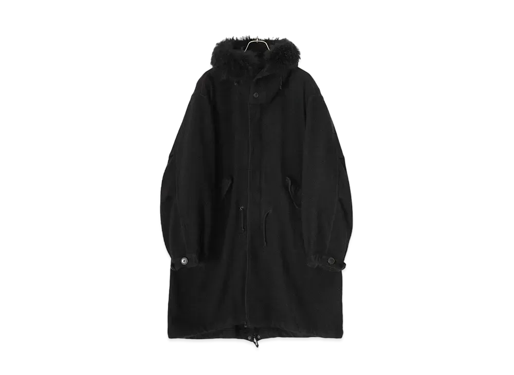 COMOLI Cashmere Military Hooded Coat "Black"