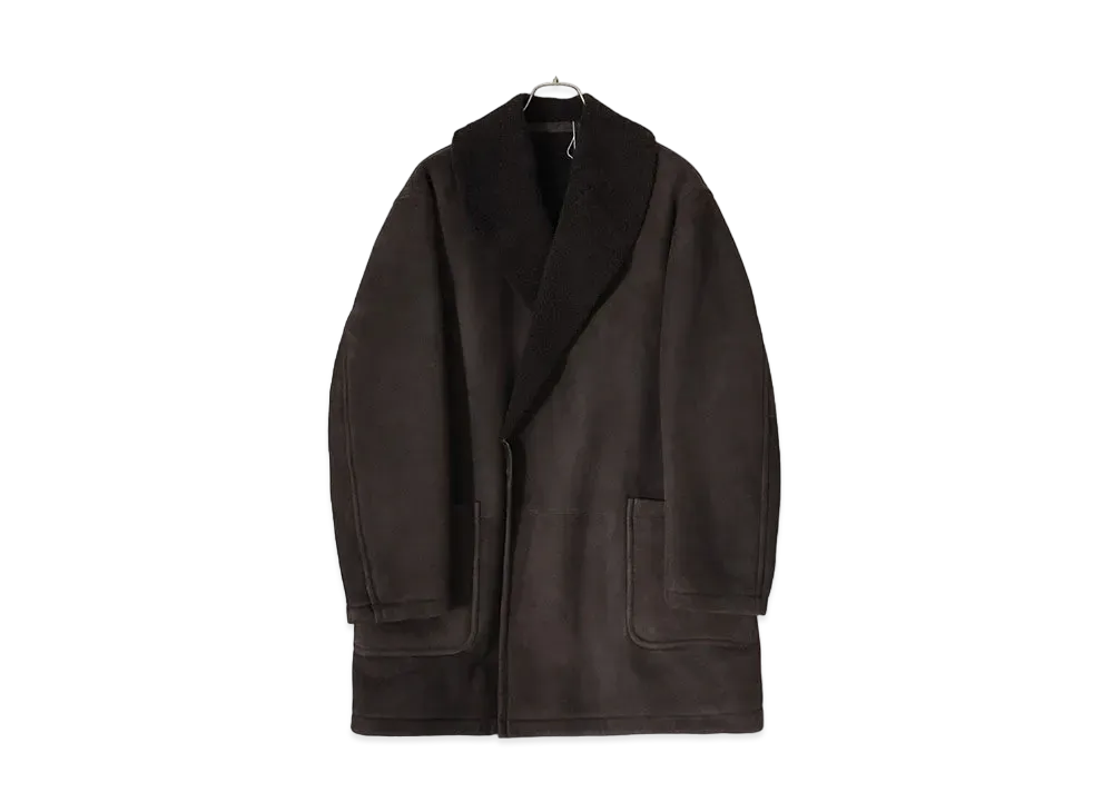 COMOLI Sheepskin Shawl Collar Coat "Brown"