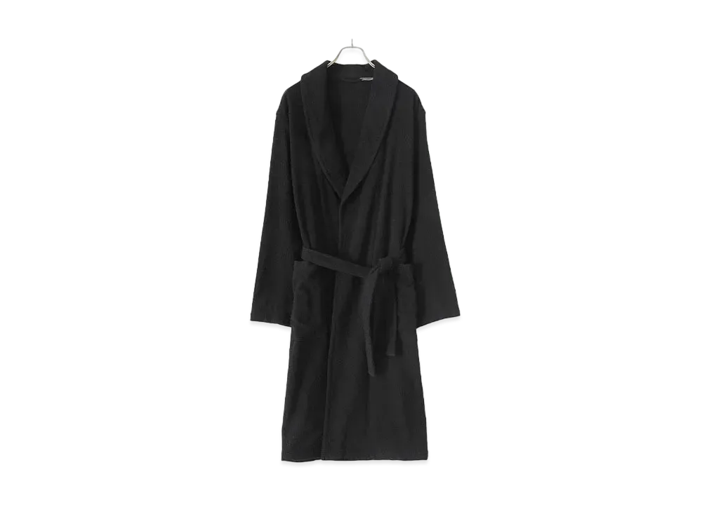 COMOLI Silk Pile Robe Coat "Black"