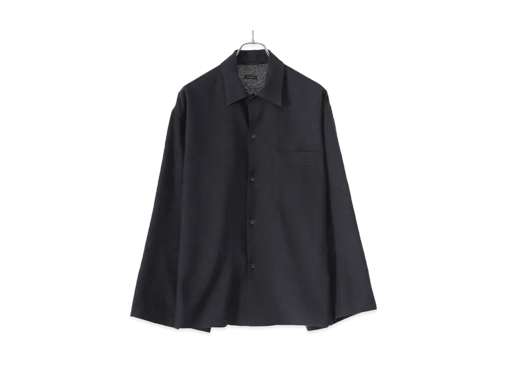 COMOLI Cashmere Japanese Paper Shirt Jacket "Navy"