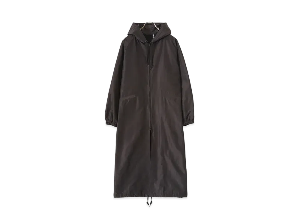 COMOLI Cotton Silk Hooded Long Coat "Brown"