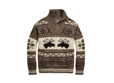 Polo Ralph Lauren Mousse Intarsia Quarter-Zip Sweater "Brown"