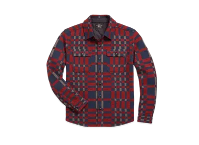 RRL Ralph Lauren (Limited Collection)Plaid Wool Blend Work Shirt Sweater "Red"