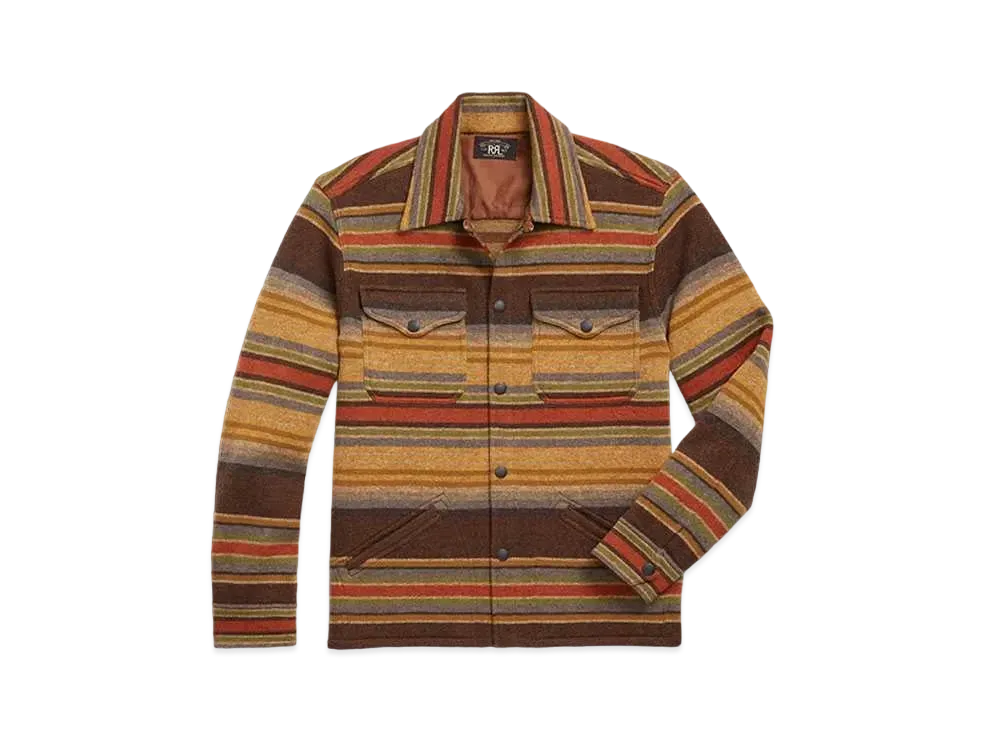 RRL Ralph Lauren (Limited Collection)Striped Wool Work Shirt Sweater "Brown"