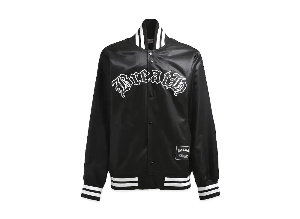 Mitchell & Ness x Breath Logo Satin Jacket "Black"