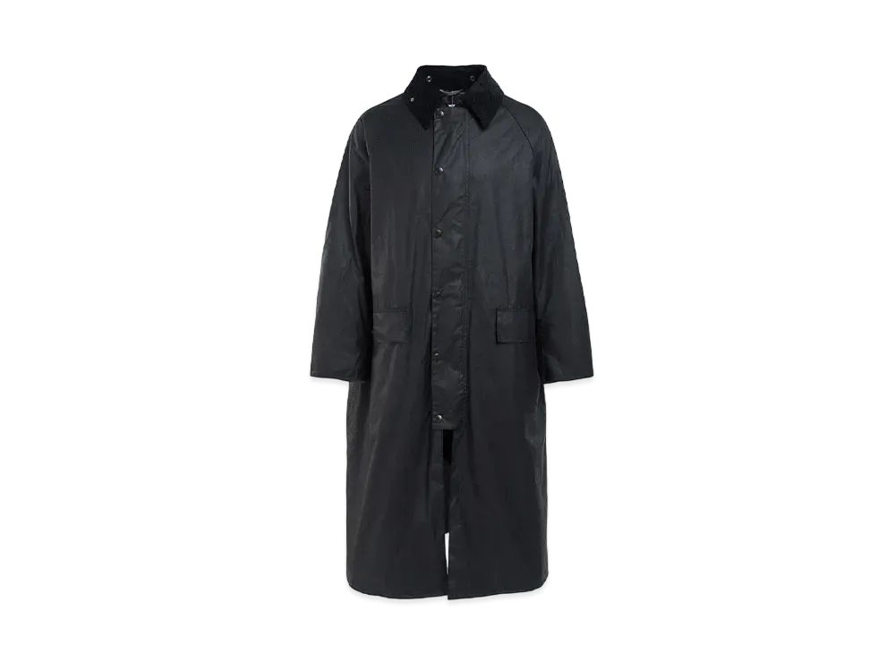 Barbour Burghley Waxed Cotton Long Coat (Oversized Fit) "Black"