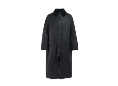 Barbour Burghley Waxed Cotton Long Coat (Oversized Fit) "Black"