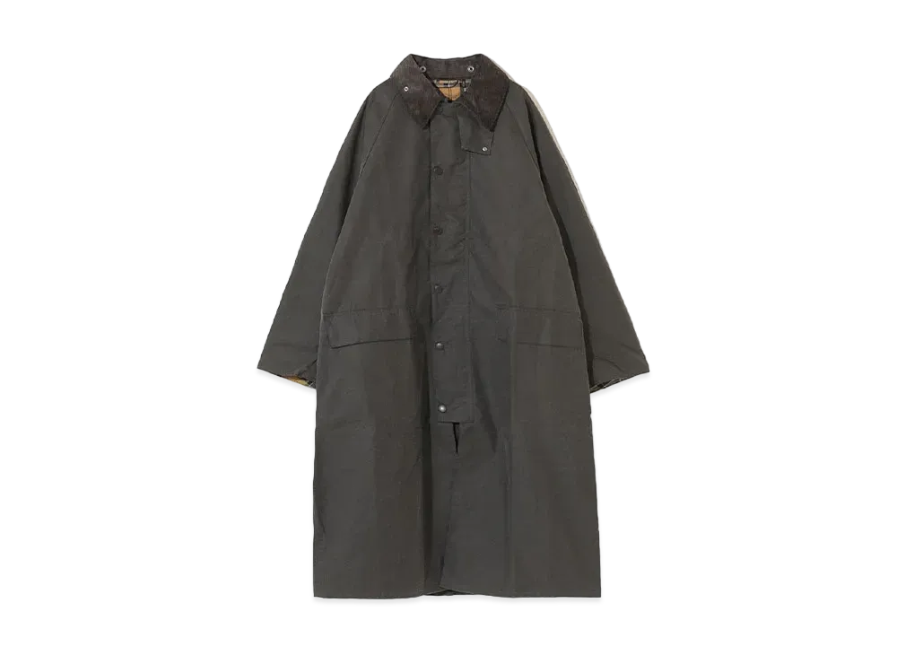 Barbour Burghley Waxed Cotton Long Coat (Oversized Fit) "Gray"