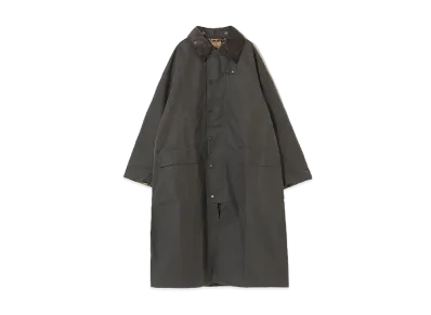 Barbour Burghley Waxed Cotton Long Coat (Oversized Fit) "Gray"