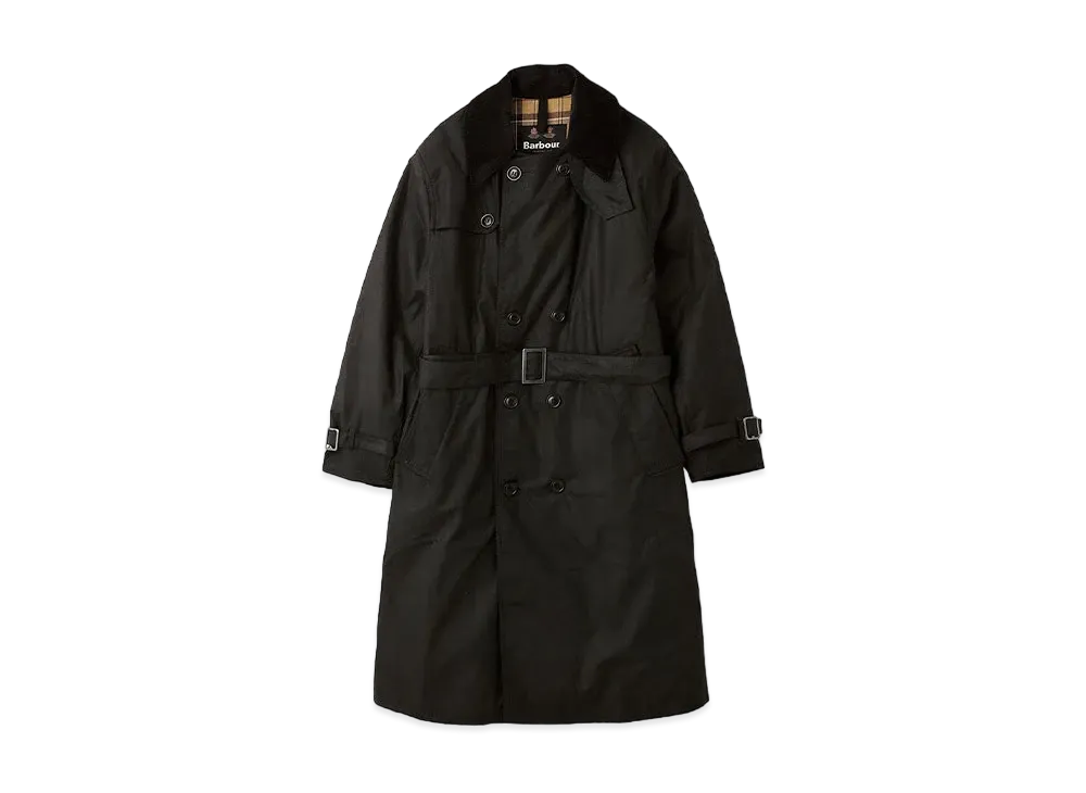Barbour Whitley Waxed Cotton Trench Coat "Black"