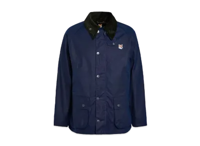 Barbour x Maison Kitsune Beaufort FOX Logo Waxed Cotton Blouson "Navy"