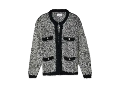 doublet Contrast Trim Tweed Cardigan "Black"