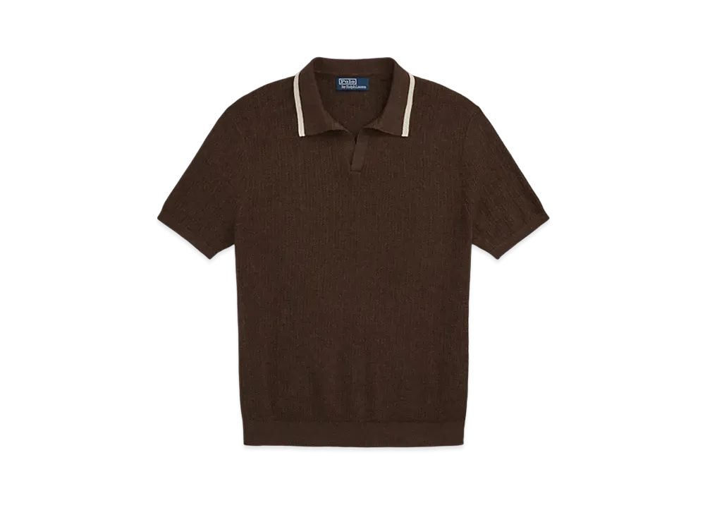 Polo Ralph Lauren Textured Cotton Johnny Collar Sweater "Brown"