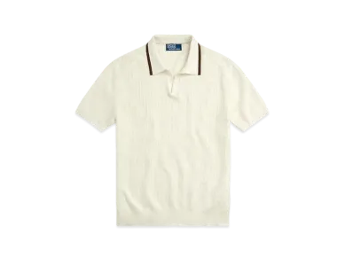 Polo Ralph Lauren Textured Cotton Johnny Collar Sweater "White"