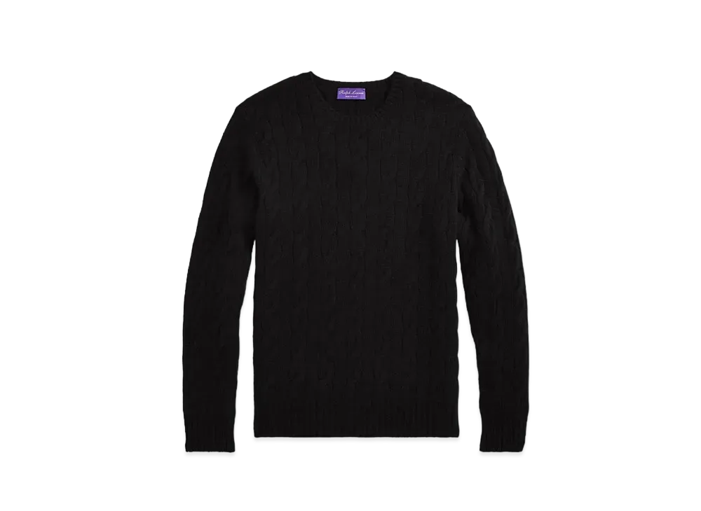 Ralph Lauren Purple Label Cable Knit Cashmere Sweater "Black"