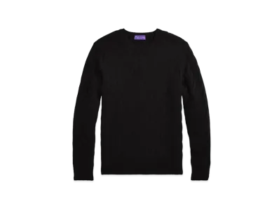 Ralph Lauren Purple Label Cable Knit Cashmere Sweater "Black"