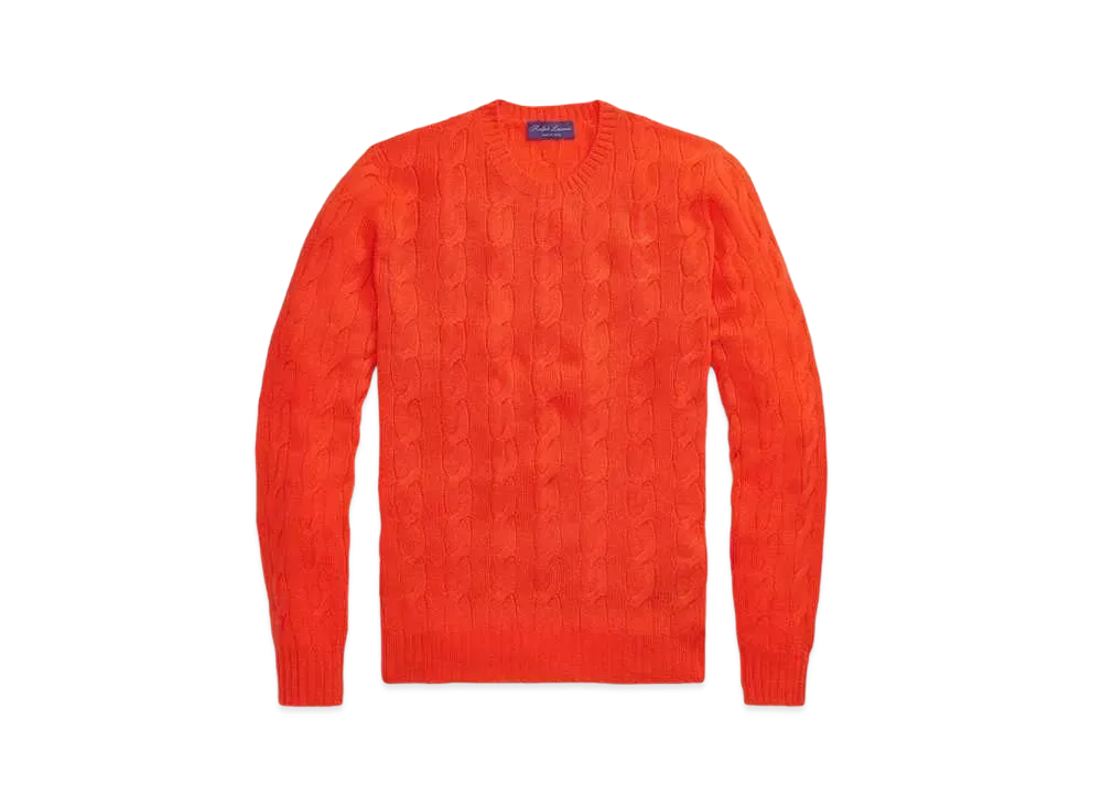 Ralph Lauren Purple Label Cable Knit Cashmere Sweater "Orange"