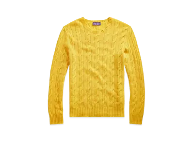 Ralph Lauren Purple Label Cable Knit Cashmere Sweater "Yellow"