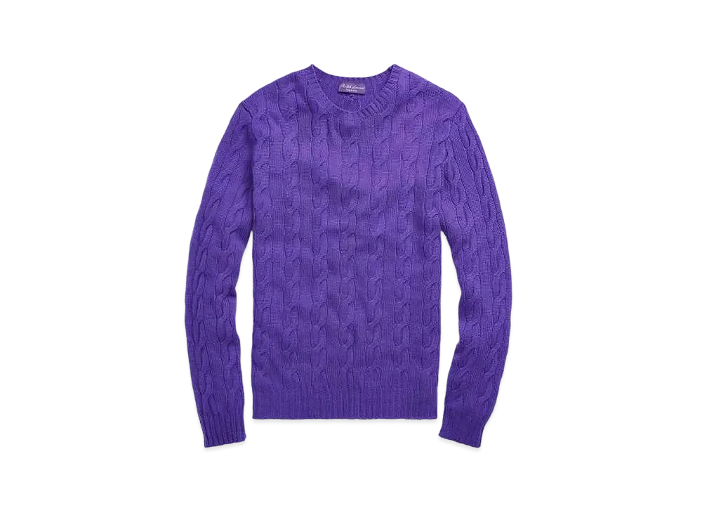 Ralph Lauren Purple Label Cable Knit Cashmere Sweater "Purple"