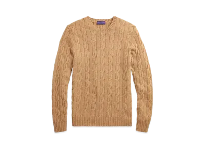 Ralph Lauren Purple Label Cable Knit Cashmere Sweater "Brown"