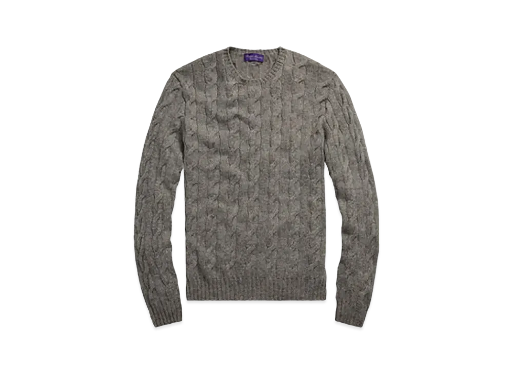 Ralph Lauren Purple Label Cable Knit Cashmere Sweater "Gray"