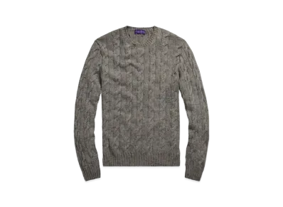 Ralph Lauren Purple Label Cable Knit Cashmere Sweater "Gray"