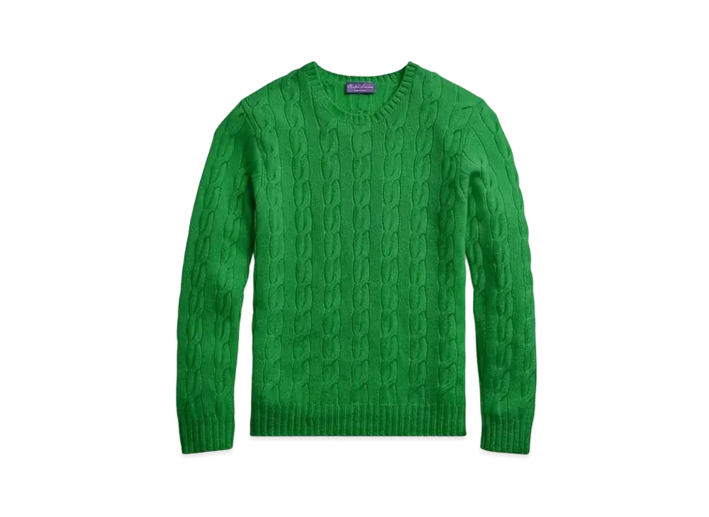 Ralph Lauren Purple Label Cable Knit Cashmere Sweater "Green"