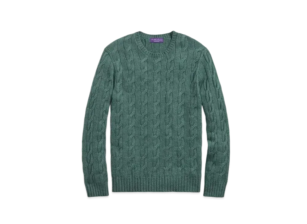 Ralph Lauren Purple Label Cable Knit Cashmere Sweater "Green"