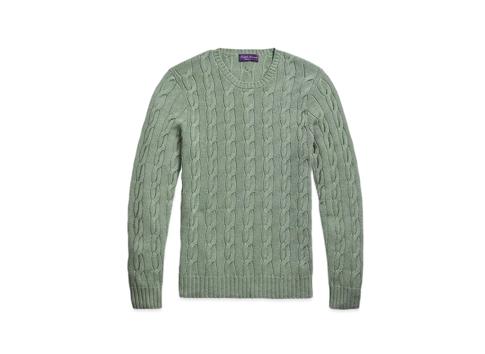Ralph Lauren Purple Label Cable Knit Cashmere Sweater "Blue"