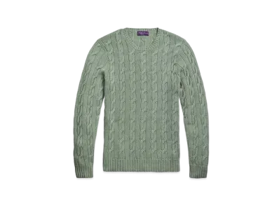 Ralph Lauren Purple Label Cable Knit Cashmere Sweater "Blue"