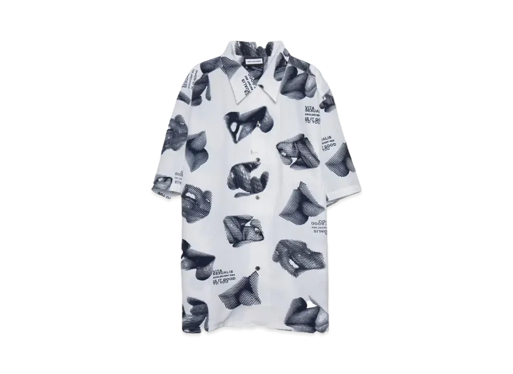 PRESTIGE APPAREL OPEN COLLAR PRINT SHIRTS "WHITE"