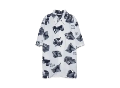PRESTIGE APPAREL OPEN COLLAR PRINT SHIRTS "WHITE"