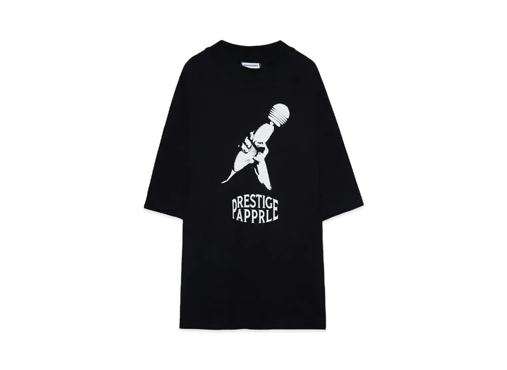 PRESTIGE APPAREL MOCK NECK PRINT TEE "BLACK"