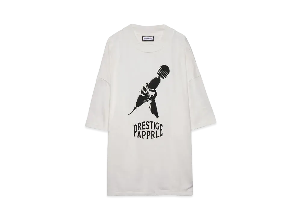 PRESTIGE APPAREL MOCK NECK PRINT TEE "WHITE"