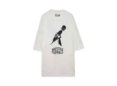 PRESTIGE APPAREL MOCK NECK PRINT TEE "WHITE"