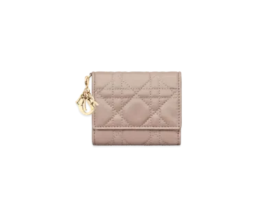 Dior Lady Dior Lotus Wallet Cannage Lambskin Japan Exclusive "Taupe"
