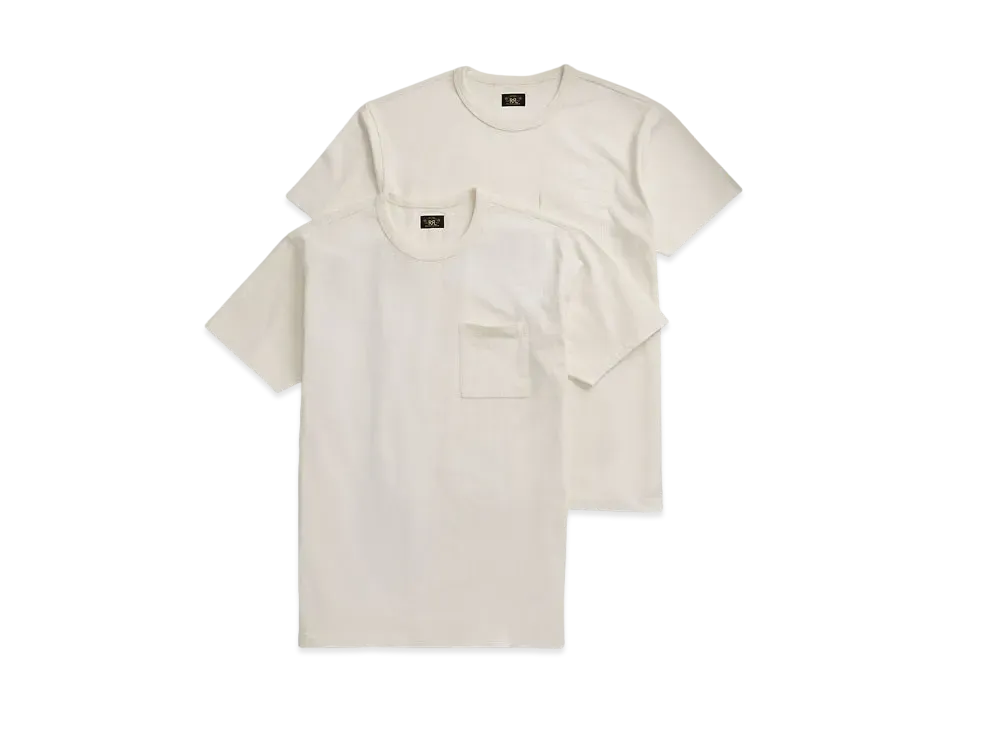 RRL Ralph Lauren Garment Dyed Pocket Tee 2Pack "White"