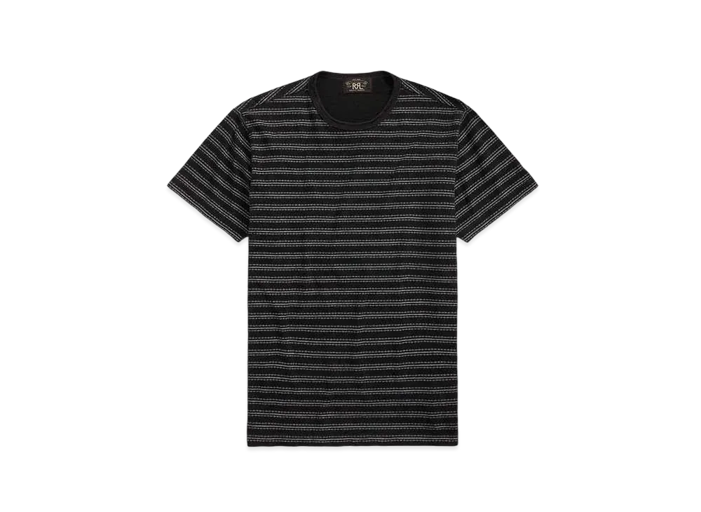 RRL Ralph Lauren Indigo Striped Jersey Tee "Black"