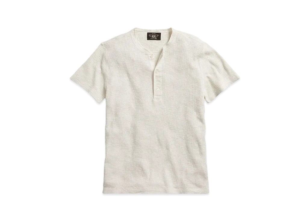 RRL Ralph Lauren Waffle Knit Cotton Henry #1 "White"