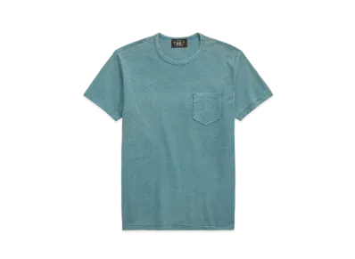RRL Ralph Lauren Indigo Cotton Crewneck Tee "Blue"
