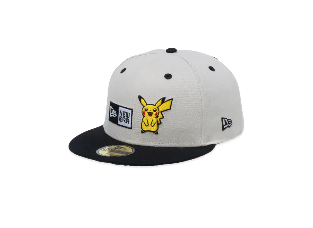 NEW ERA x Pokemon 59Fifty Pikachu Box Logo Visor "Stone"