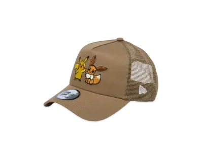 NEW ERA x Pokemon 9Forty A-Frame Trucker Pikachu Eevee "Khaki"