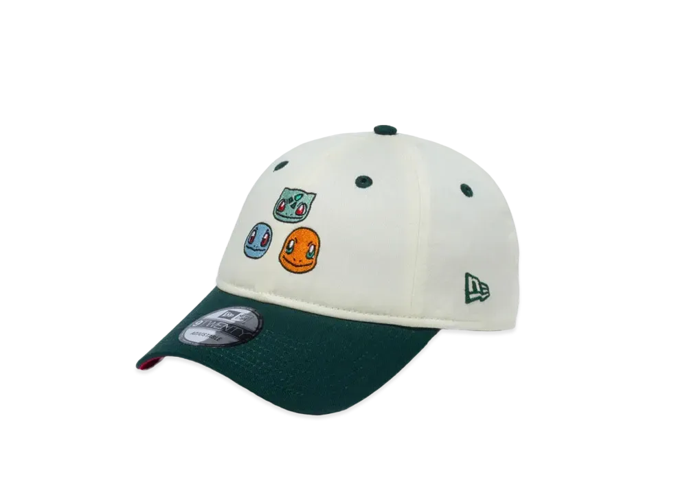 NEW ERA x Pokemon 9Twenty Fusigidane Hitokage Zenigame Visor "Chrome White/Dark Green"