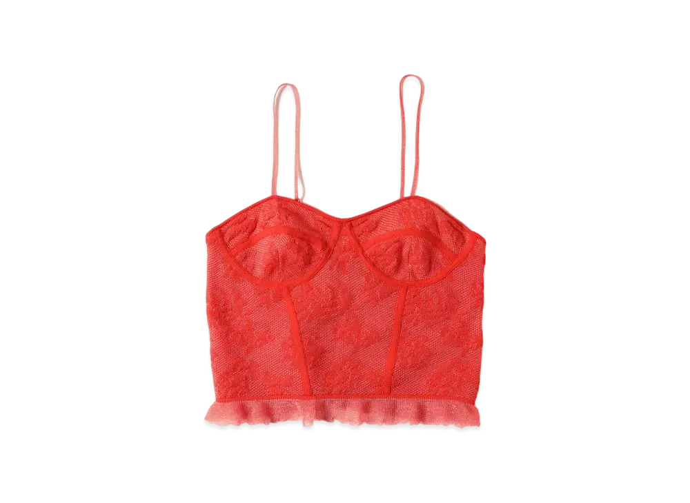 BEAMS COUTURE LINGERIE Lace Knit Corset "Red"
